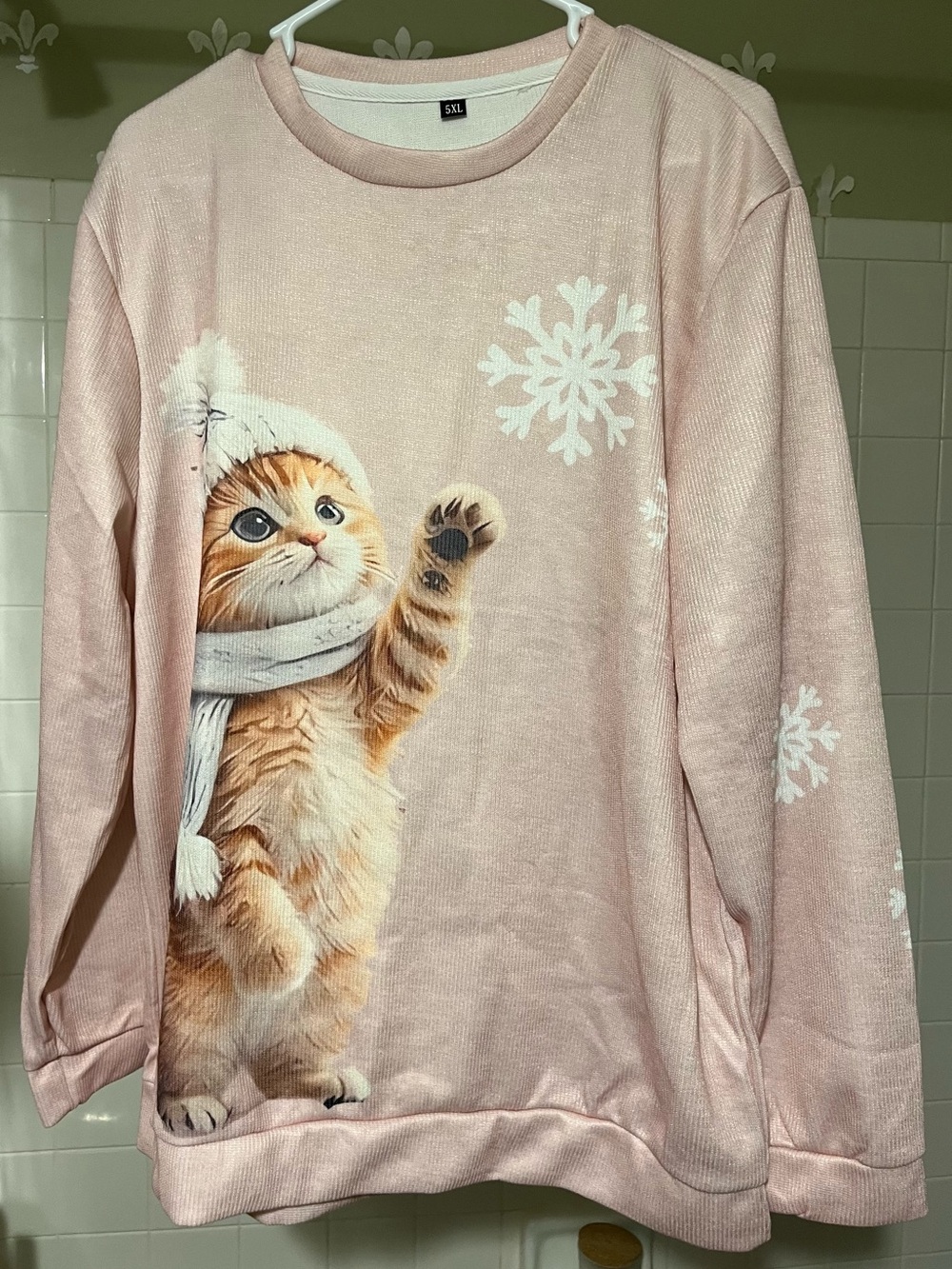 Cozy Cat Graphic Sweatshirt - Pink - Unbranded